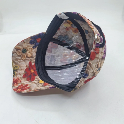 Floral Print Baseball Cap Polyester Curved Brim Adjustable Sun Protection Summer Casual Hat For Women