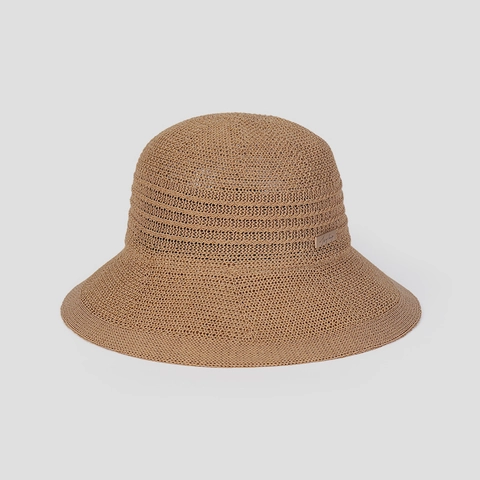 Women Summer Breathable Knitted Bucket Hat Solid Color Large Brim Sunshade Foldable Sun Hat With Metal Decor Beach Hat