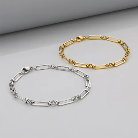 Minimalist Stainless Steel Paperclip Chain Bracelet For Men And Women Fashion Versatile Jewelry With Lobster Clasp