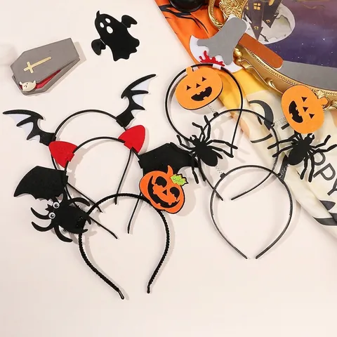 Halloween Hair Accessories Bat Wings Devil Horns Pumpkin Ghost Headband Hair Clip Cosplay Party Decorations Ornament