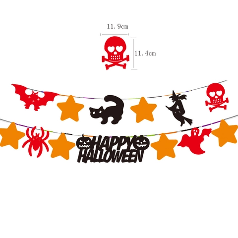 Banner Halloween Ghirlanda Carta Decorazioni Appese Per Festa Spaventosa Gatto Nero Strega Pipistrello Teschio