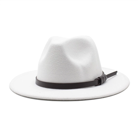 Classic Fedora Hat Woolen Felt Wide Brim Vintage Jazz Cap With Leather Belt For Men Women Fashion Outdoor