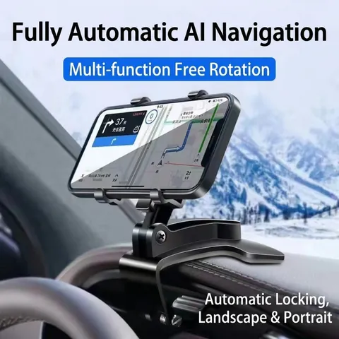 Universal Car Phone Holder Dashboard Rearview Mirror Sun Visor Mount 360 Rotation Adjustable Plastic Multi Functional Navigation Bracket