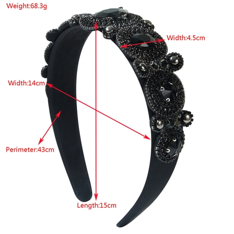 Cerchietto Barocco Vintage con Strass per Donna Fascia per Capelli in Tessuto Imbottito di Lusso Accessori per Capelli Eleganti da Festa
