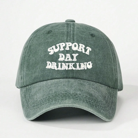 Casquette De Baseball Brodée Support Day Drinking Coton Lavé Ajustable Protection Solaire Chapeau Vintage