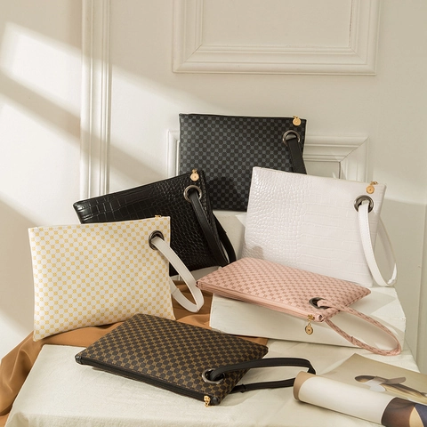 Cartera de Mano de Piel PU con Patrón de Cocodrilo para Mujer Bolso de Sobre con Estampado Geométrico de Gran Capacidad de Uso Diario