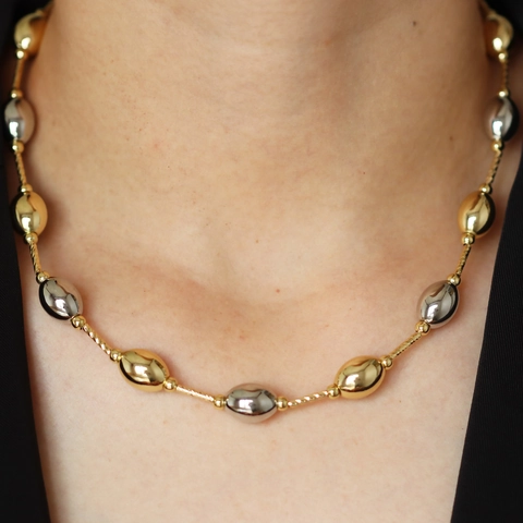 Collana In Rame Placcato Oro 18K Perla Artificial E Sfera Di Metallo Donna Elegante Vintage Stile Ins Gioielli Catena Clavicola