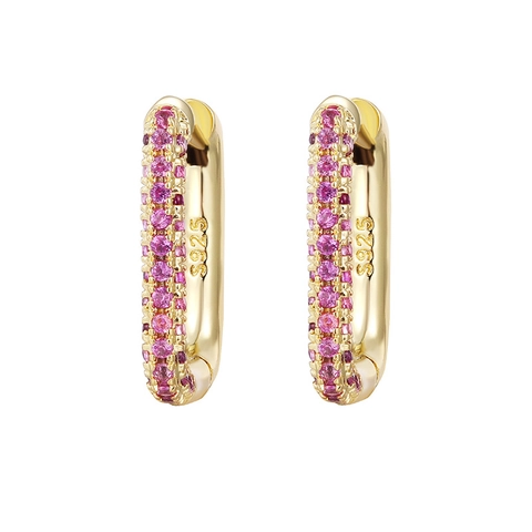 Luxury Hoop Earrings Colorful AAA Cubic Zirconia Brass Pavé Ear Cuffs Trendy Fashion Jewelry For Women