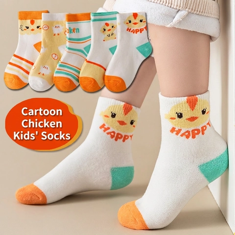 Kids Cotton Socks Cartoon Animal Chick Rabbit Pattern Breathable Mesh Soft Sweat Absorbent For Boys Girls