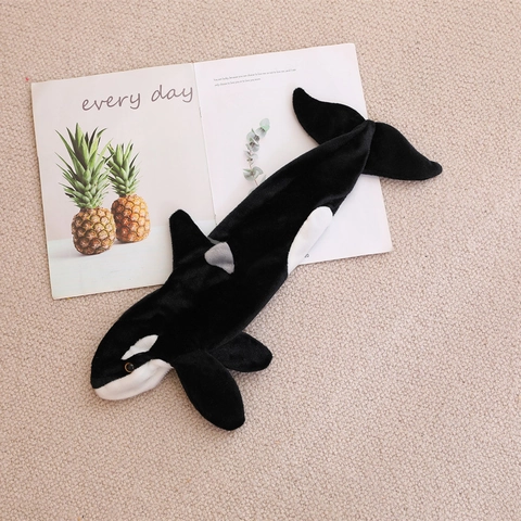 Realistic Orca Killer Whale Plush Toy Shell Unstuffed Animal Long Pillow Cover Soft Fabric Home Decor Comfortable Mate