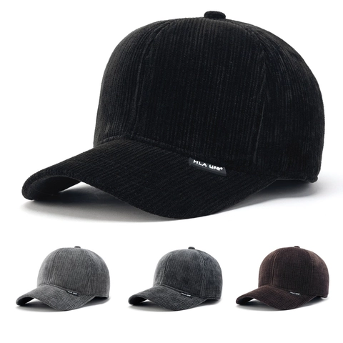 Corduroy Baseball Cap Thickened Warm Winter Hat Adjustable Solid Color Outdoor For Men