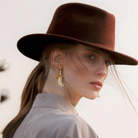 Western Cowboy Boot Hat Dangle Earrings Copper Enamel Rhinestone Drop Earrings Fashion Personality Jewelry For Women