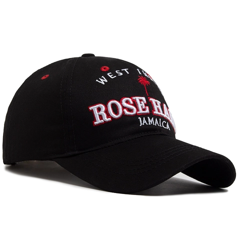Gorra de Béisbol de Algodón para Hombre Mujer West Indies Rose Hall Jamaica Bordado 3D Patrón de Cocotero Sombra Ajustable Gorra Deportiva