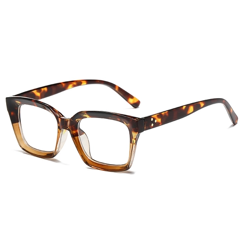 Vintage Vierkante Bril Kunststof AC Heldere Lenzen Retro Decoratieve Bril Voor Heren Dames Mode Kleurblok