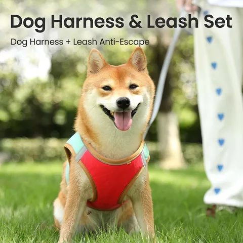 Reflective Pet Harness And Leash Breathable Mesh Crystal Velvet Anti-Escape Adjustable Vest For Small Medium Dogs Cats
