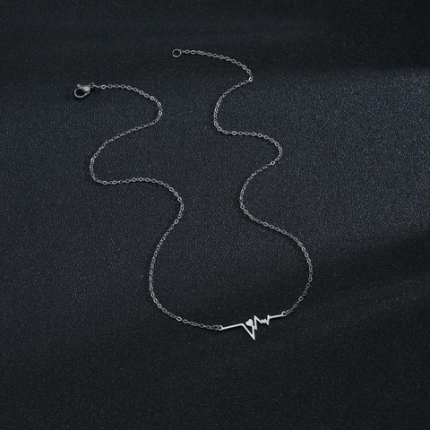 Collana Con Pendente Battito Cardiaco In Acciaio Inossidabile Gioielli Minimalisti A Onda Di Impulso Per Donna Accessori Quotidiani