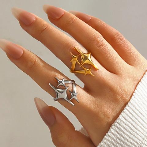 Ster Open Ring Roestvrij Staal Verstelbaar Meerdere Sterren Minimalistische Mode Sieraden Voor Vrouwen