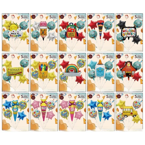 Back To School Balloons Set Ice Cream School Bus Backpack Aluminum Foil Balloons For Classroom Party Decoration Graduation Party Supplies