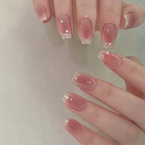 Press On Nails Reusable Artificial Finger Nails With 3D Rhinestones Artificial Pearls Elegant Cat Eye French Style For Women