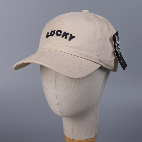 Unisex Βαμβακερό Καπέλο Μπέιζμπολ Απλό Lucky Κέντημα Γραμμάτων Ρυθμιζόμενο Καπέλο Ήλιου Καμπυλωτό Γείσο Μόδα Casual