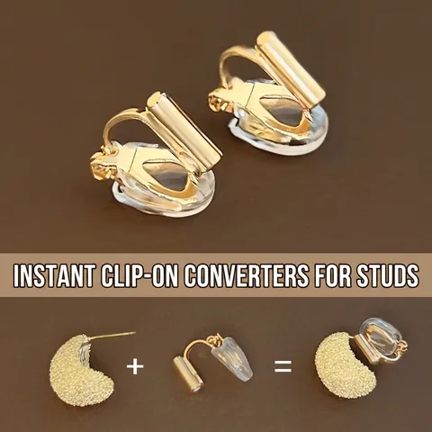 Adjustable Earring Clip Converter Copper Metal Spiral Non Pierced Adapter With Comfort Silicone Pad For Women Minimalist Jewelry