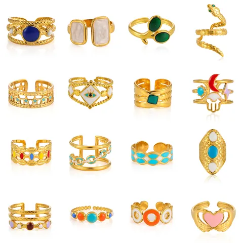 Elegant Streetwear Commute Geometric 304 Stainless Steel 18K Gold Plated Open Rings In Bulk