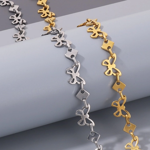 Moda Acciaio Inossidabile Farfalla Cuciture Catena Collana Per Le Donne Minimalista Titanio Acciaio Farfalla Link Gioielli Regalo