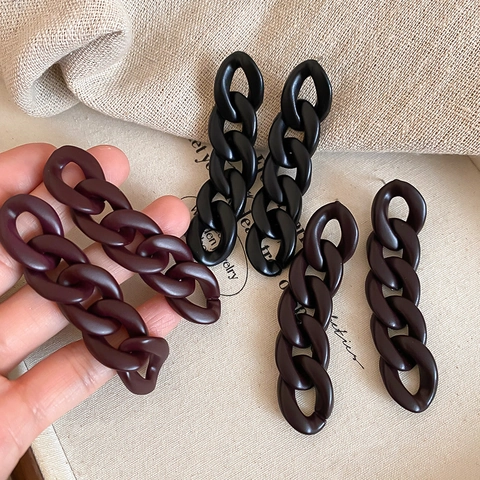 Acrylic Chain Link Dangle Earrings With 925 Sterling Silver Earring Post Oversized Matte Geometric Fashion Women Jewelry