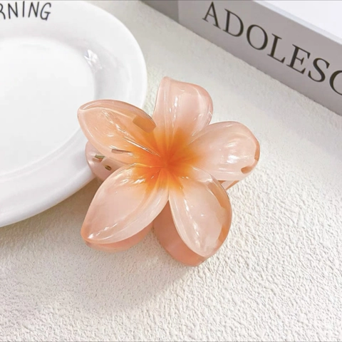 Flower Hair Claw Clips Plumeria Gradient Resin Acrylic Hair Clamps Women Girls Summer Beach Style