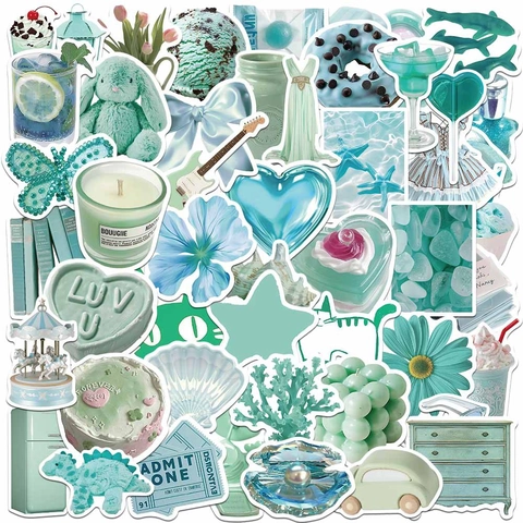 Mint Green Fresh Soda Graffiti Stickers Waterproof PVC Decals For Laptop Phone Case Guitar Scrapbook Cute Decorative