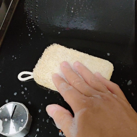 Natural Loofah Dish Washing Scouring Pad Square Kitchen Cleaning Cloth With Hanging Rope Eco Friendly Household