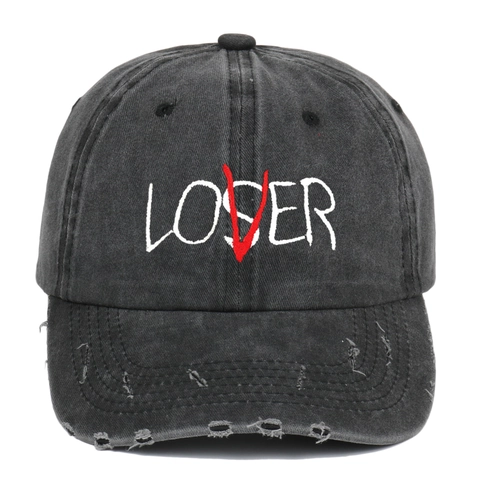 Gorra De Béisbol Algodón Lavado Bordado Loser Lover Distressed Vintage Street Style Gorra Sol Ajustable