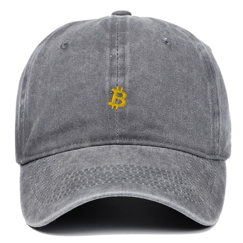 Cappello Da Baseball In Cotone Lavato Stile Retro Vintage Ricamo Simbolo Bitcoin Cappello Da Sole Regolabile