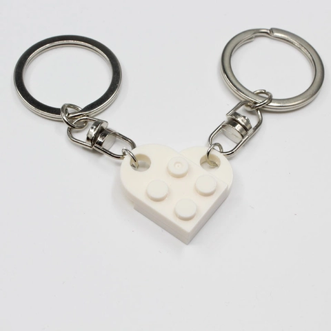 Juego de Llaveros de Ladrillos de Corazón Desmontables para Parejas Llavero Romántico de Plástico con Forma de Corazón San Valentín