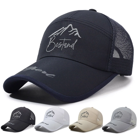 Breathable Mesh Baseball Cap Polyester Mountain Embroidery Sun Protection Outdoor Sports Adjustable Trucker Hat