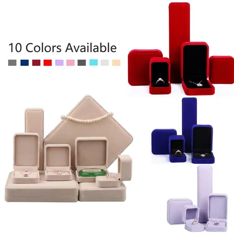 Elegant Velvet Jewelry Box For Ring Earring Necklace Pendant Bracelet Long Chain Display Case Gift Box For Wedding Jewelry Storage