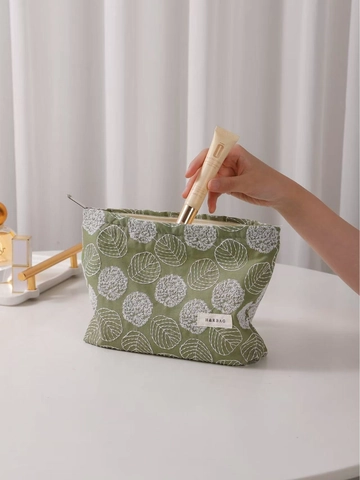 Cosmetische Tas Katoen Linnen Canvas Bloemenborduurwerk Retro Verse Stijl Make-up Organizer Pouch Voor Vrouwen Reizen