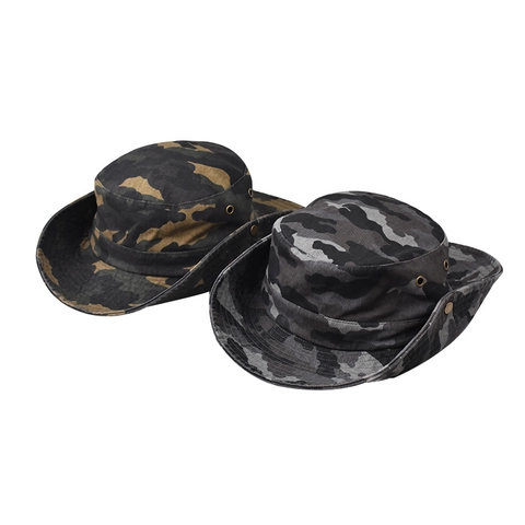 Sombrero De Pescador De Camuflaje De Algodón Protección Solar Al Aire Libre Transpirable Boonie Hat Con Cordón Para Pesca