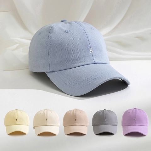 Baseball Cap Embroidered Letter S Adjustable Sun Protection Outdoor Casual Hat For Men Women Curved Brim Polyester