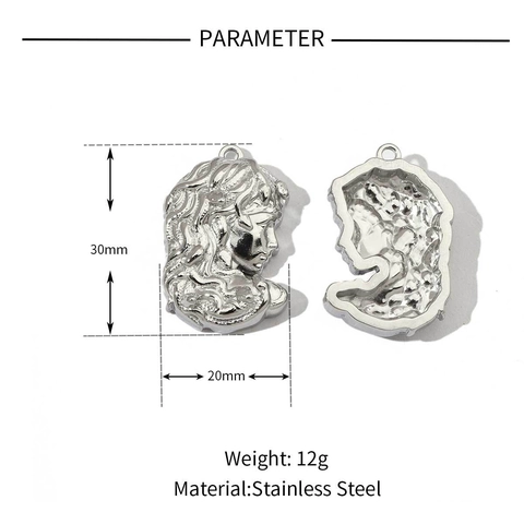 Snake Woman Pendant Necklace Stainless Steel Mirror Polished Classical Relief Vintage Jewelry For Women Men
