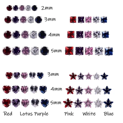 Stainless Steel Labret Stud Tops Internally Threaded Zirconia Earring Heads Heart Star Shape Cartilage Piercing Jewelry