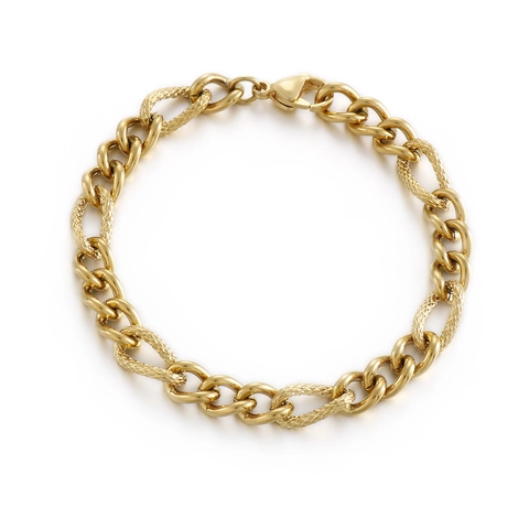 Hip Hop Men Necklace Bracelet Titanium Stainless Steel Textured Link Cuban Chain Rock Punk Style Jewelry Accessory