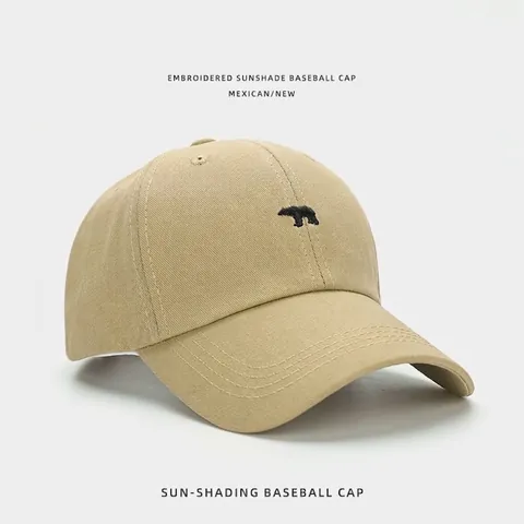Baseball Cap Embroidered Cotton Polar Bear Sun Protection Casual Sport Hat For Women And Men Versatile Minimalist Style