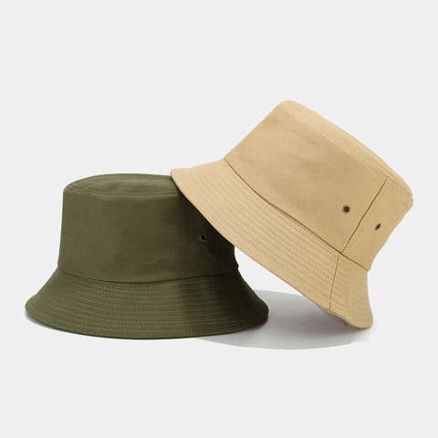 Bucket Hat Cotton Canvas Breathable Metal Eyelets Sun Protection Outdoor Travel Minimalist Vintage Style Unisex
