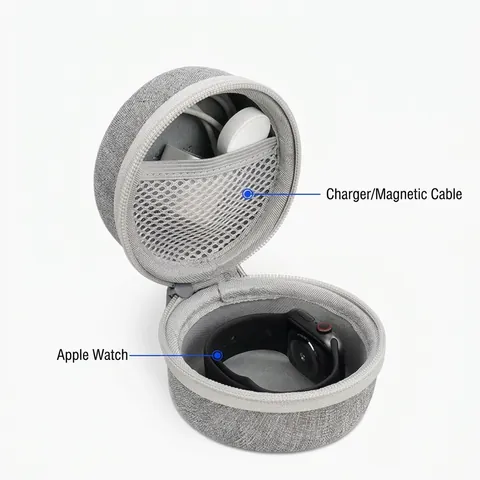 Estuche Portátil De Almacenamiento Para Reloj Carcasa Rígida EVA Antigolpes Cremallera Organizador De Viaje Mosquetón