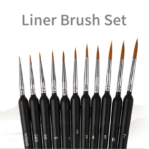 Pinceles Para Detalles Finos Cerdas De Nailon Mango Ergonómico Triangular Para Acuarela Óleo Acrílico Pintura En Miniatura Negro