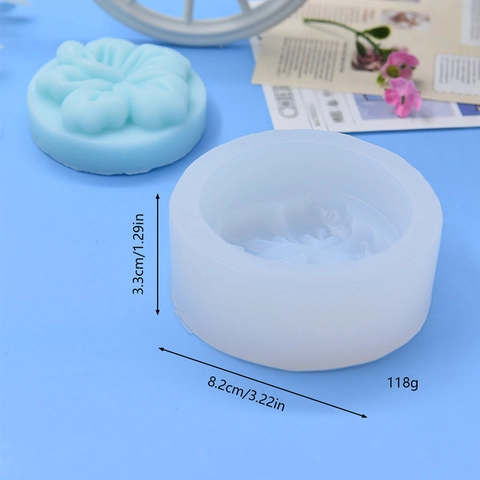 Round Flower Silicone Mold Hibiscus Relief For Handmade Soap Candle Making Cake Baking Resin DIY Craft Reusable Flexible