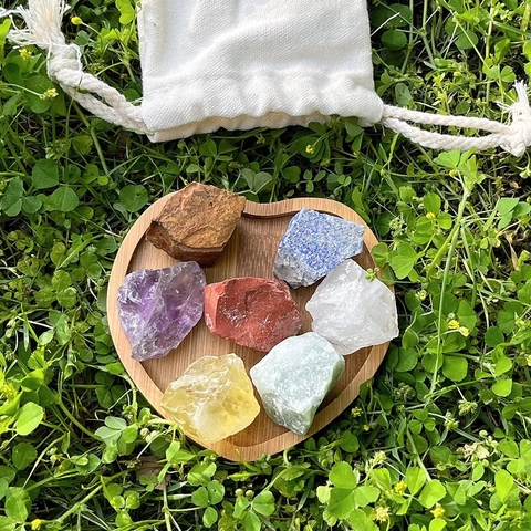 Pietre Di Cristallo Naturali Chakra Rocce Grezze Non Lucidate Per Meditazione Guarigione Arredo Con Borsa
