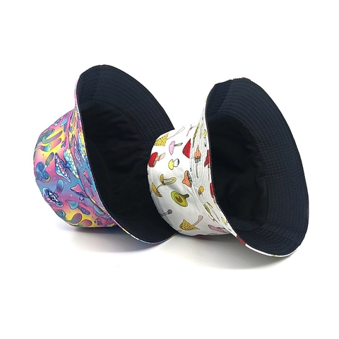 Vissershoed Polyester Zonbescherming Buiten Reizen Psychedelische Kleurrijke Paddestoel Print Retro Streetwear Voor Heren Dames