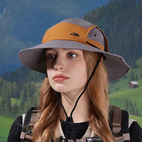 Cappello Pescatore Esterno Nylon Asciugatura Rapida Impermeabile Tesa Larga Coulisse Regolabile Escursionismo Unisex